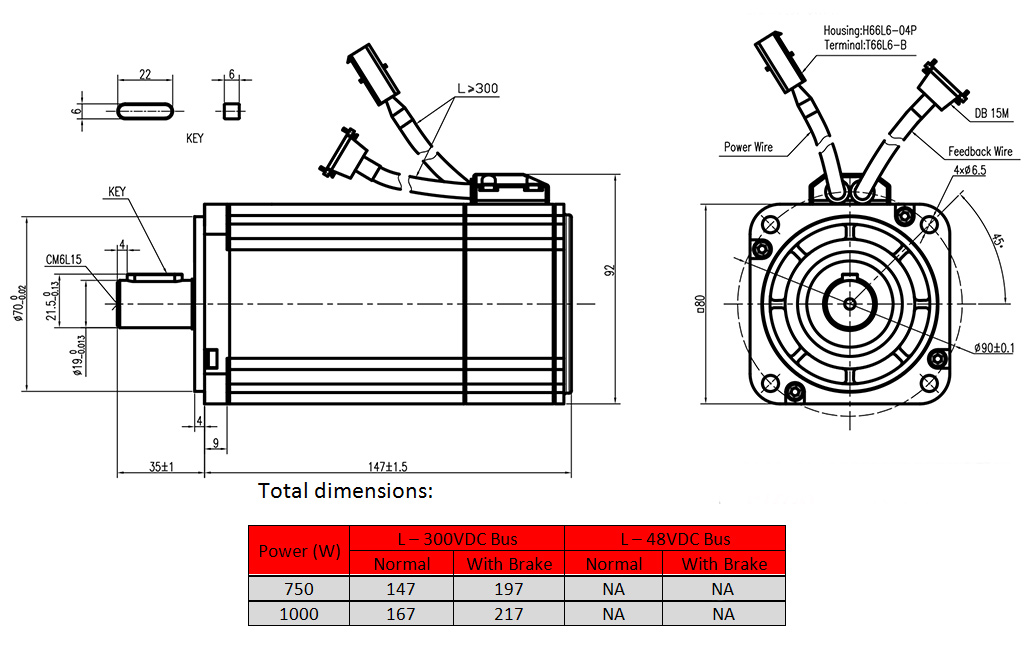 servo motor Product dimension drawing - frame 80mm